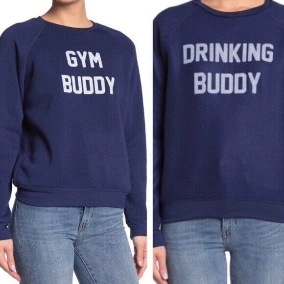 PST Reversible "Gym Buddy / Drinking Buddy" Crewneck Sweatshirt - NWT - Size XS - Picture 1 of 2